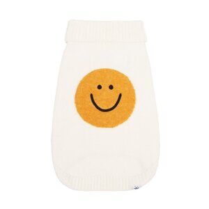 Oodles Tan Spiffy Smiley Face Turtle Neck Fall Dog Sweater, Large